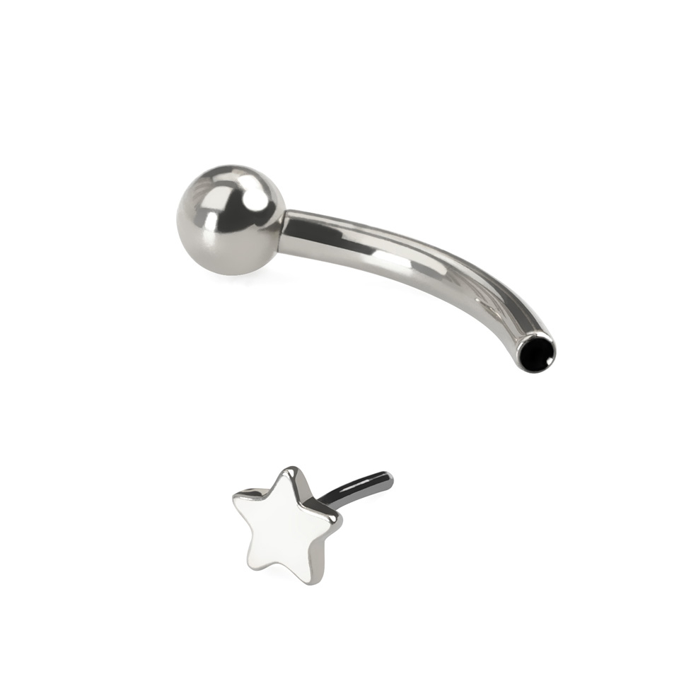 Barra curvada de titanio con estrella