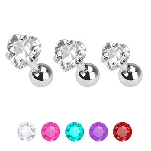 Set de pendientes para las orejas con brillantes en forma de corazón