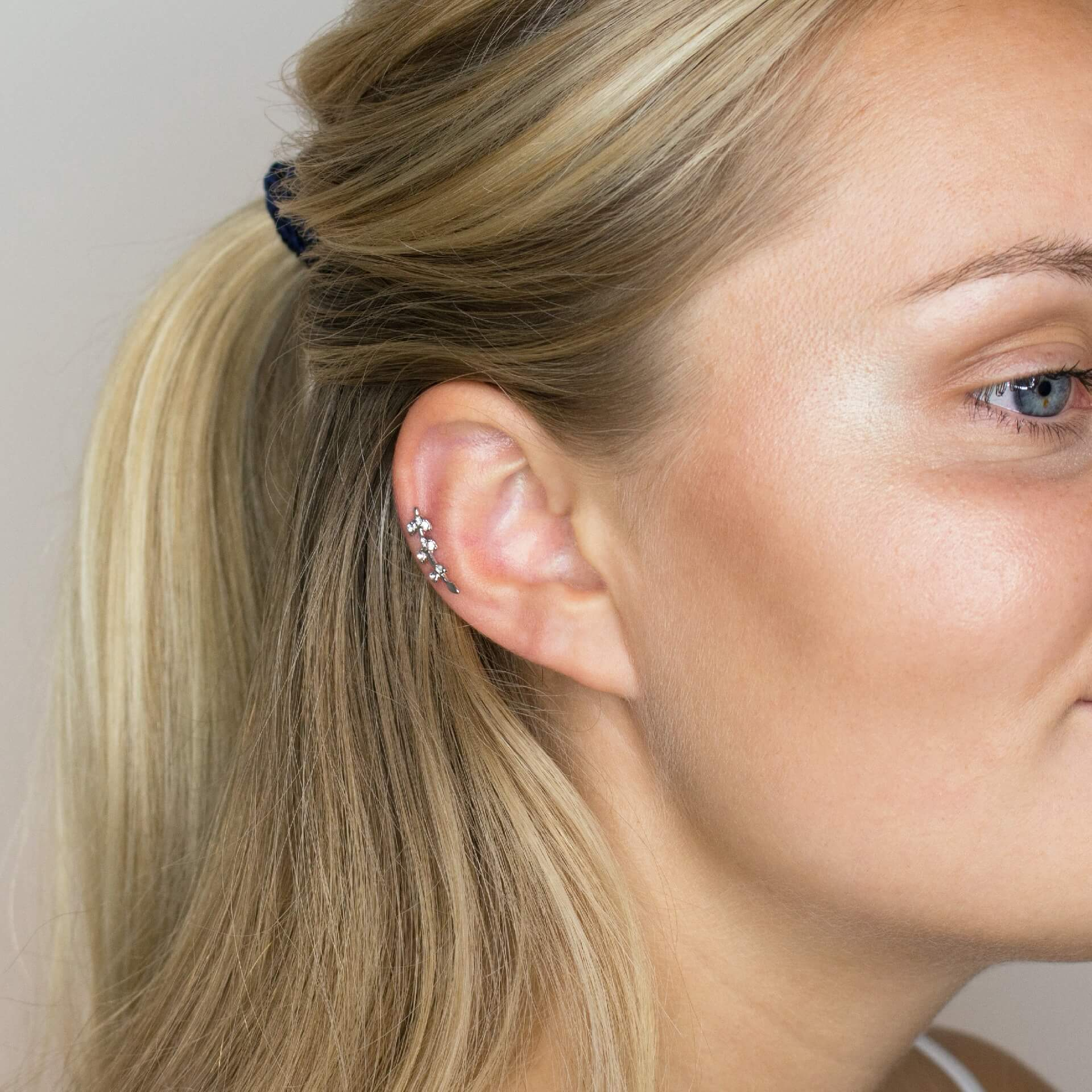 Pendiente para la oreja con hojas de brillantes