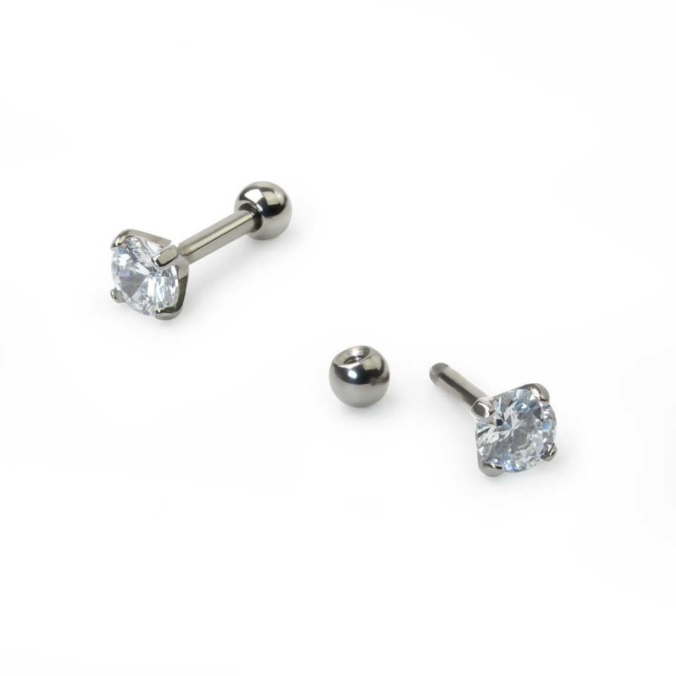 Pendiente de titanio para la oreja con brillante