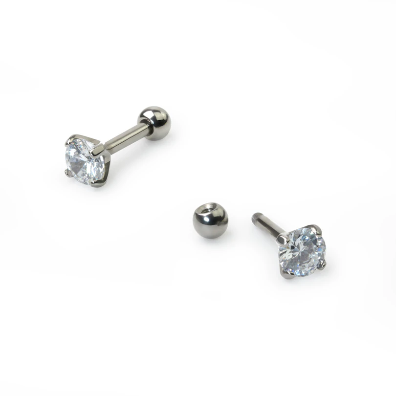 Pendiente de titanio para la oreja con brillante