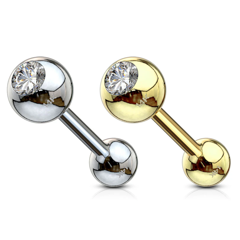 Pendiente para la oreja de oro de 14 quilates con brillante bisel