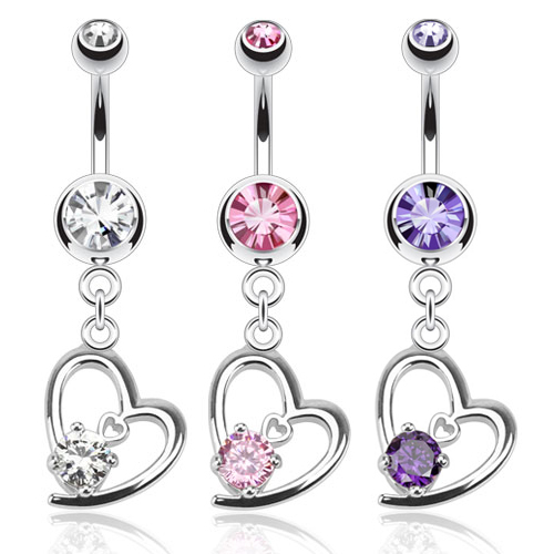 Piercing para el ombligo con colgante de corazón