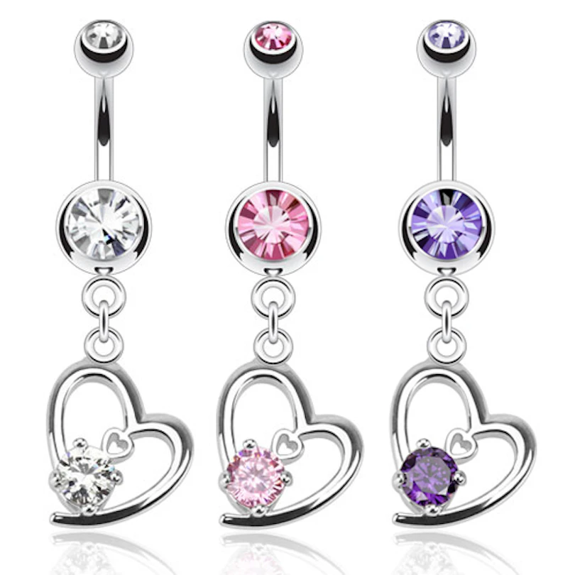 Piercing para el ombligo con colgante de corazón