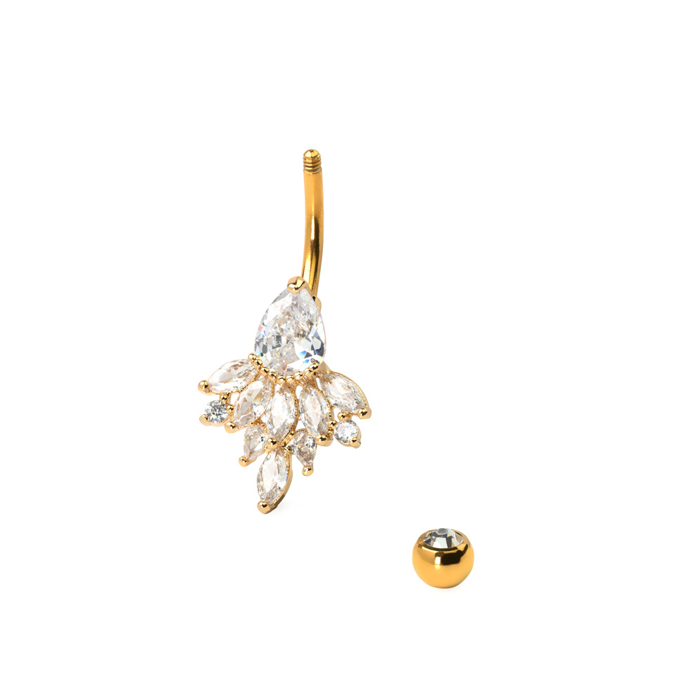 Piercing para el ombligo con brillantes oblongos