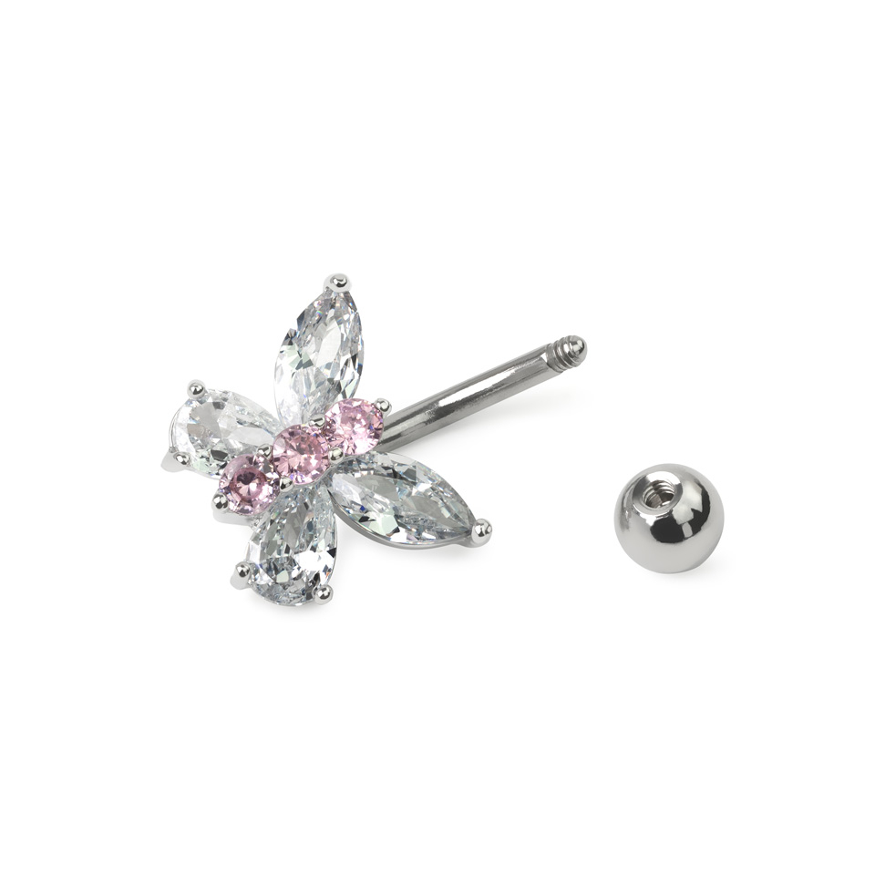 Piercing para el ombligo con mariposa de cristal