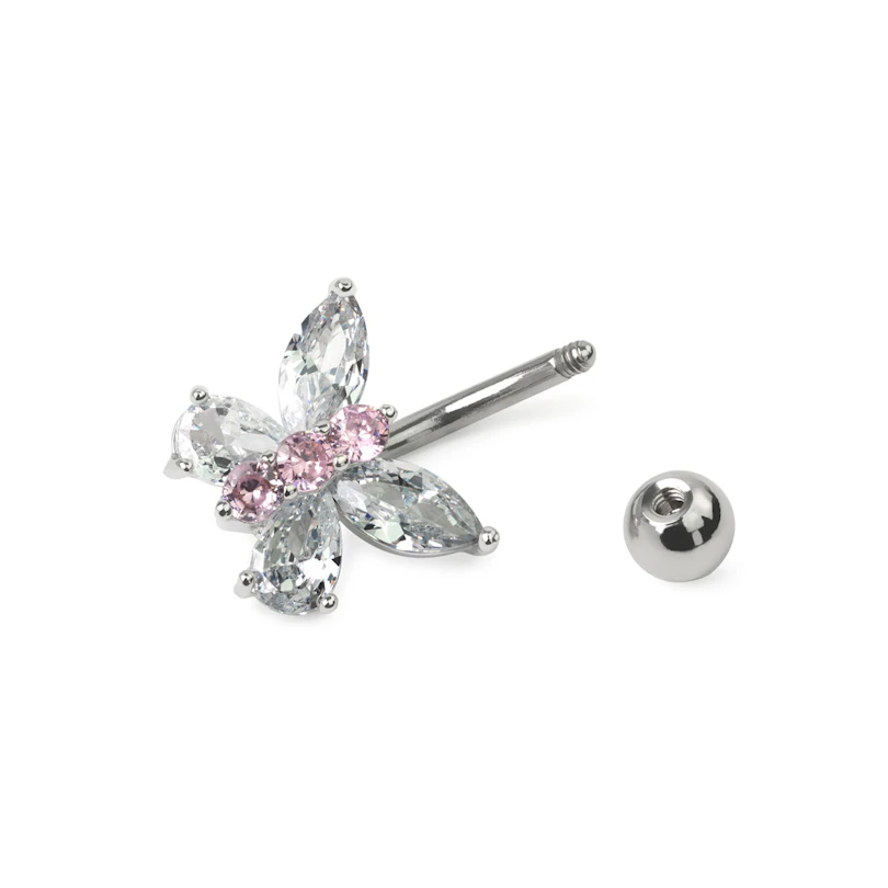 Piercing para el ombligo con mariposa de cristal