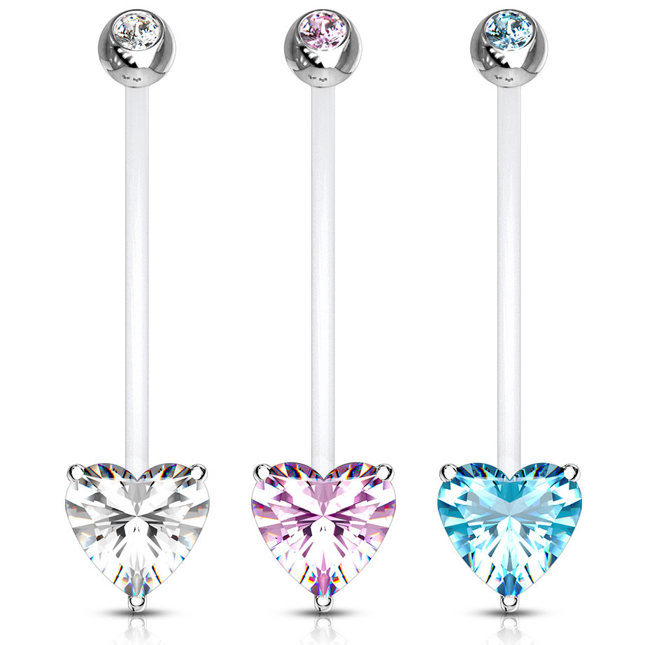 Piercing para el ombligo con corazón para embarazadas