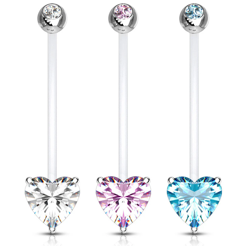 Piercing para el ombligo con corazón para embarazadas