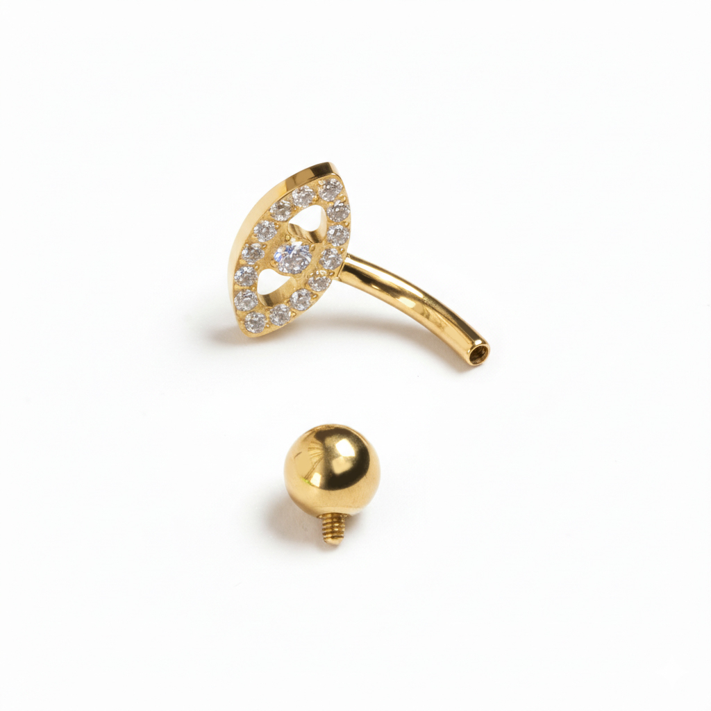 Barra para el ombligo con ojo turco de titanio