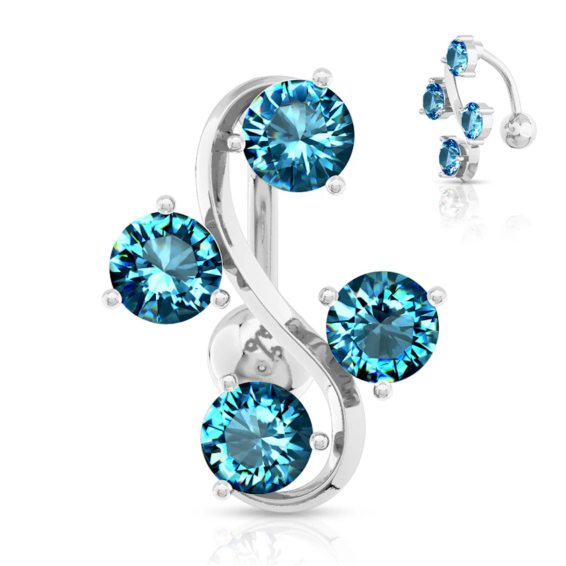 Piercing para el ombligo con cuatro brillantes escalonados