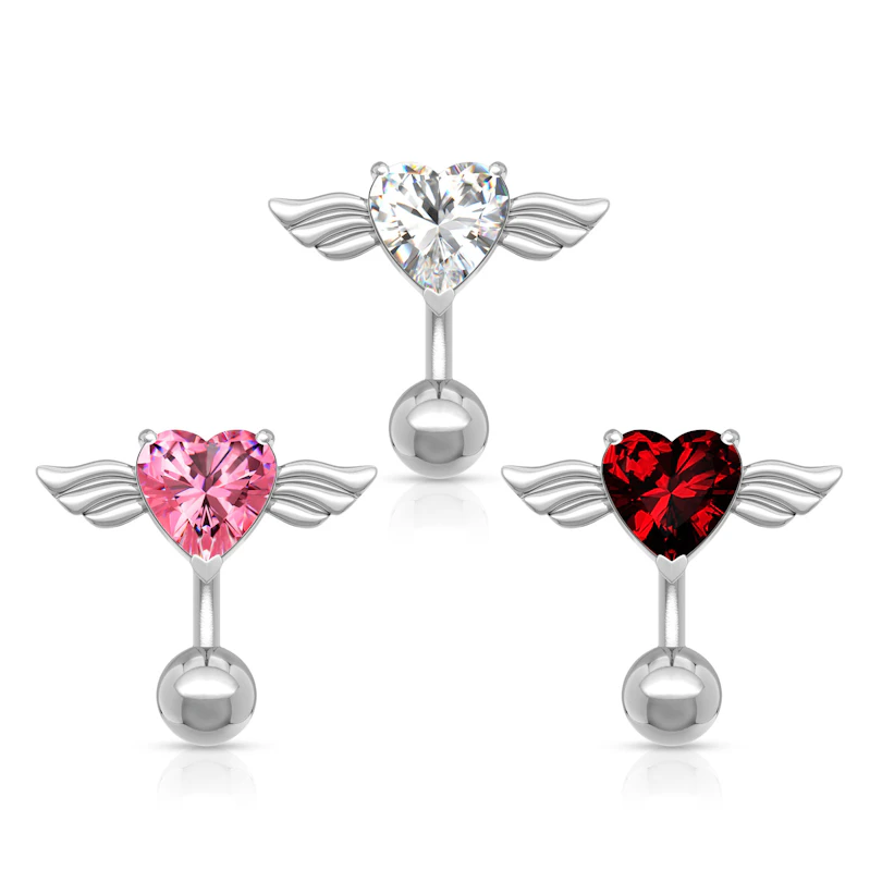 Piercing para el ombligo con corazones alados