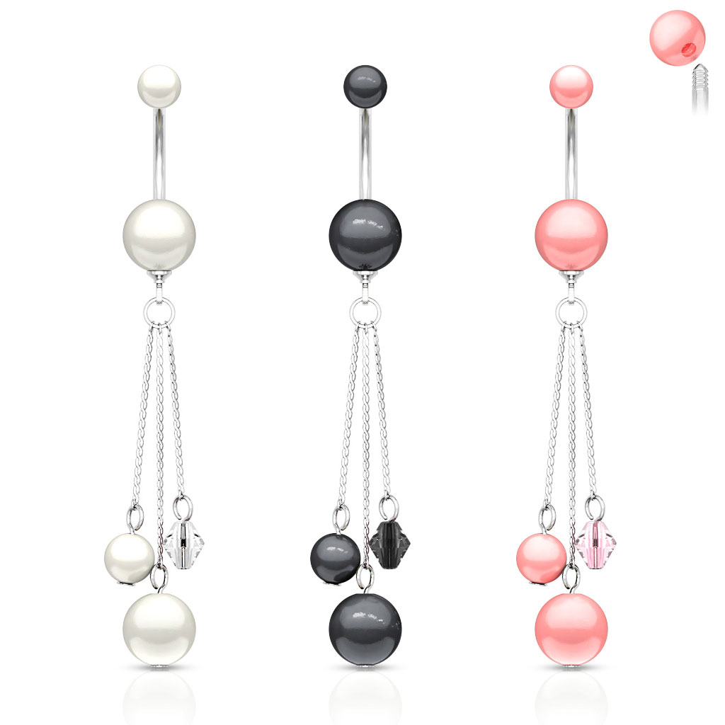 Piercing para el ombligo con perlas de acrílico y colgantes