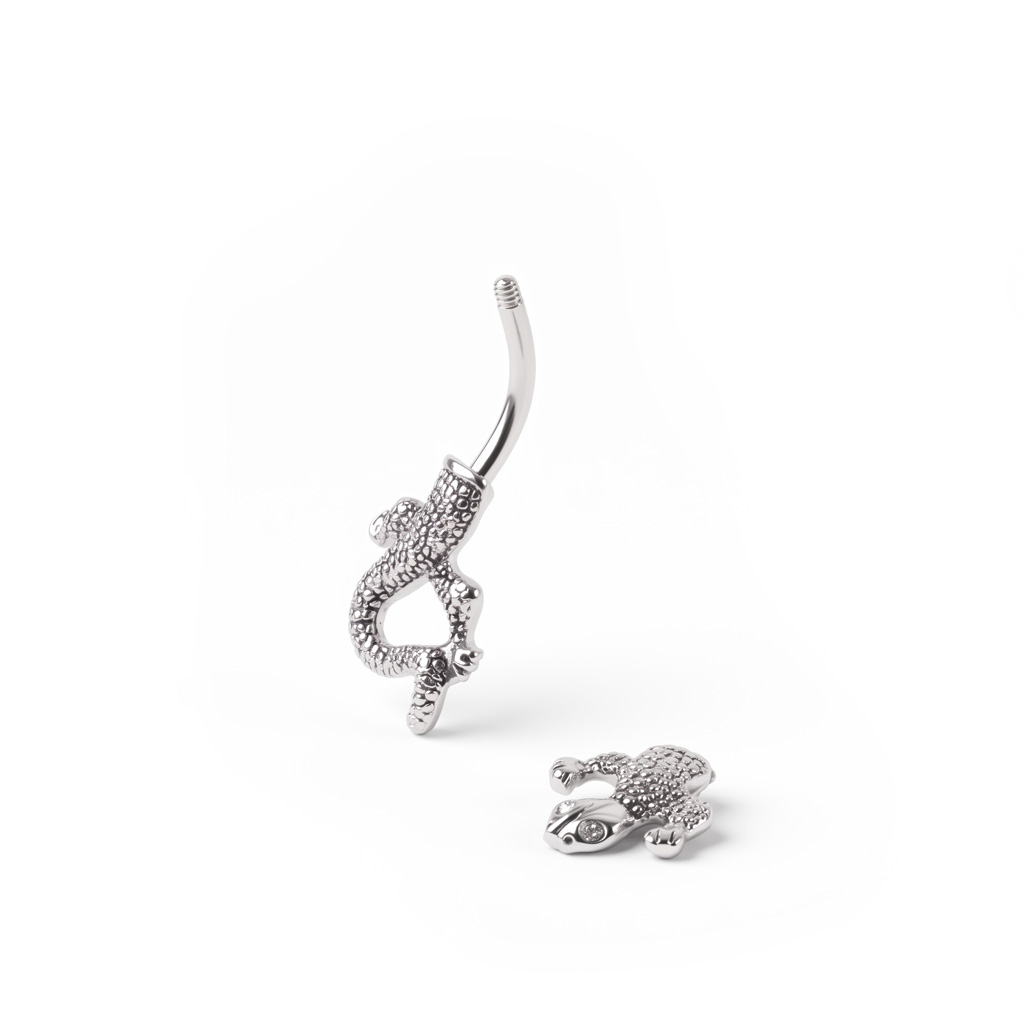 Piercing para el ombligo con lagartija