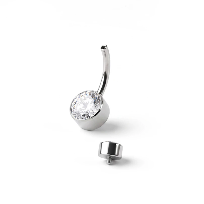 Piercing para el ombligo de titanio con bolas planas y rosca interna