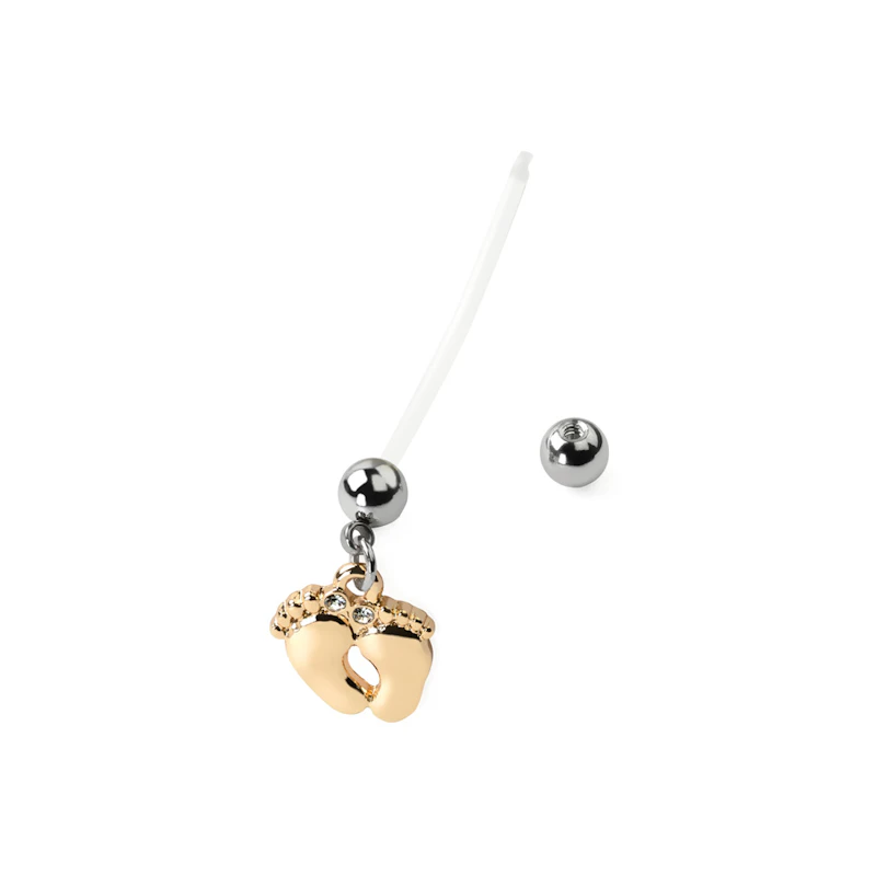 Piercing para el ombligo con pies de bebé para embarazadas