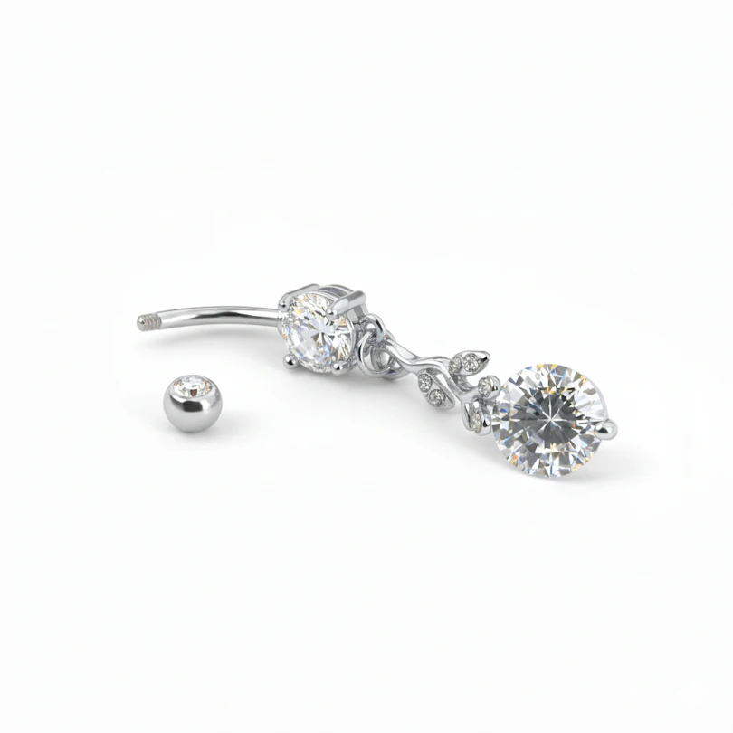 Piercing para el ombligo con rama y brillantes