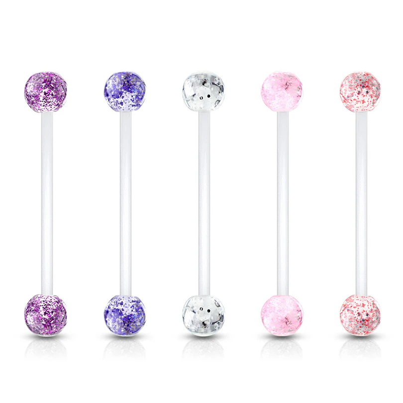 Piercing para el ombligo con bolas de glitter para embarazadas
