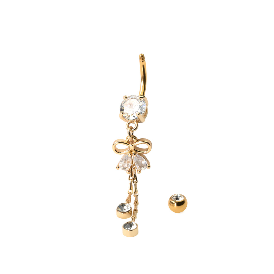 Piercing para el ombligo con lazo y cadenas