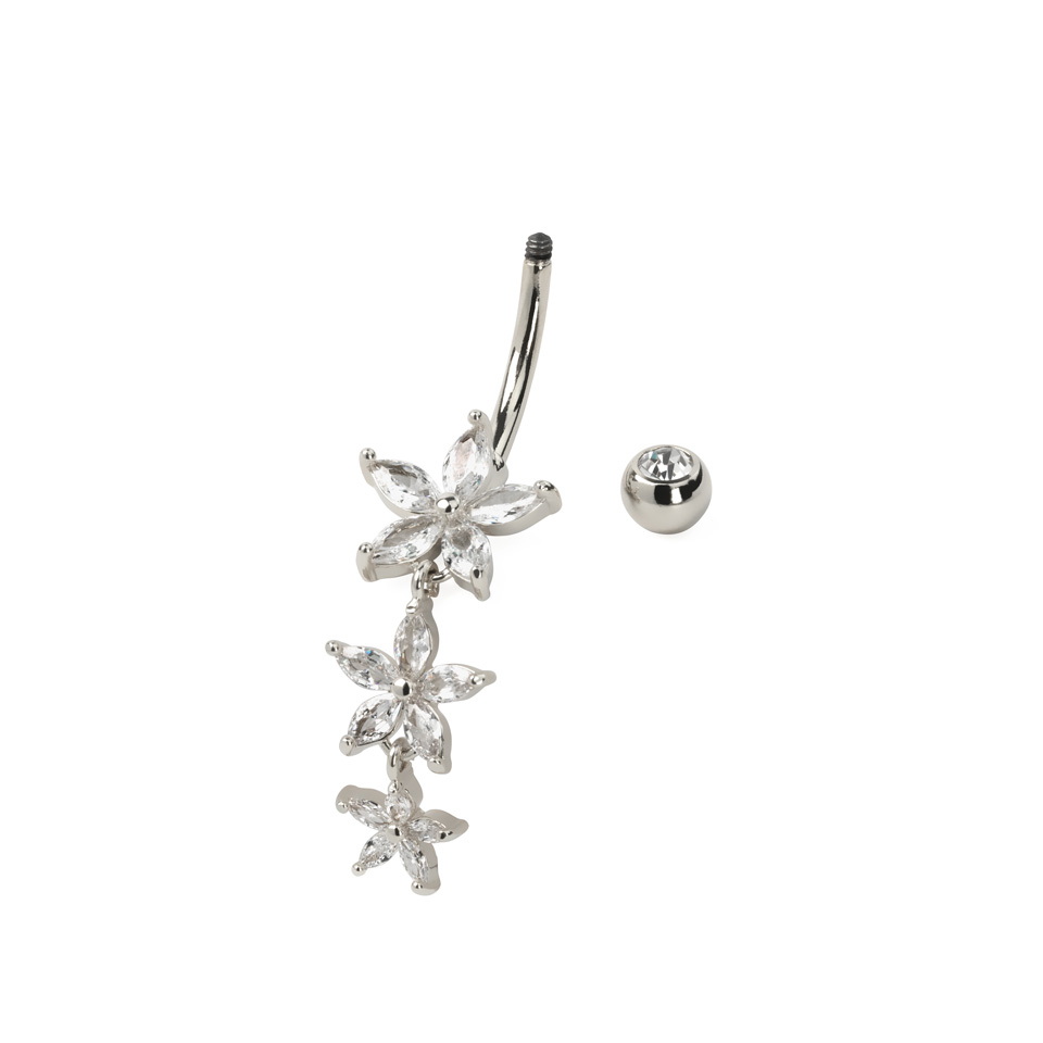 Piercing para el ombligo con flores corte marquise colgantes
