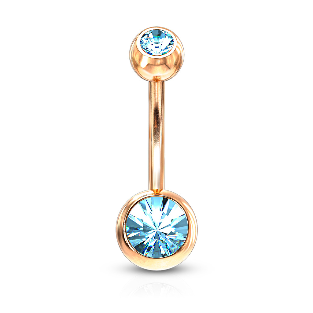Piercing para el ombligo chapado en oro rojo con brillante