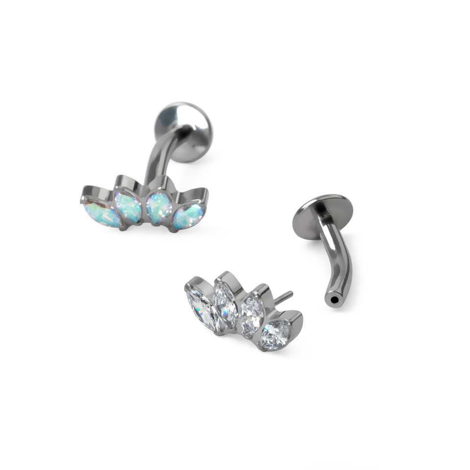 Piercing para el ombligo de titanio con piedras de corte marquise