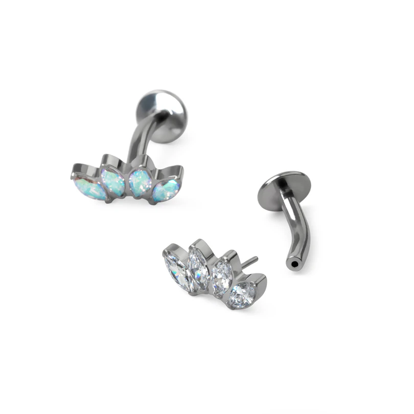Piercing para el ombligo de titanio con piedras de corte marquise