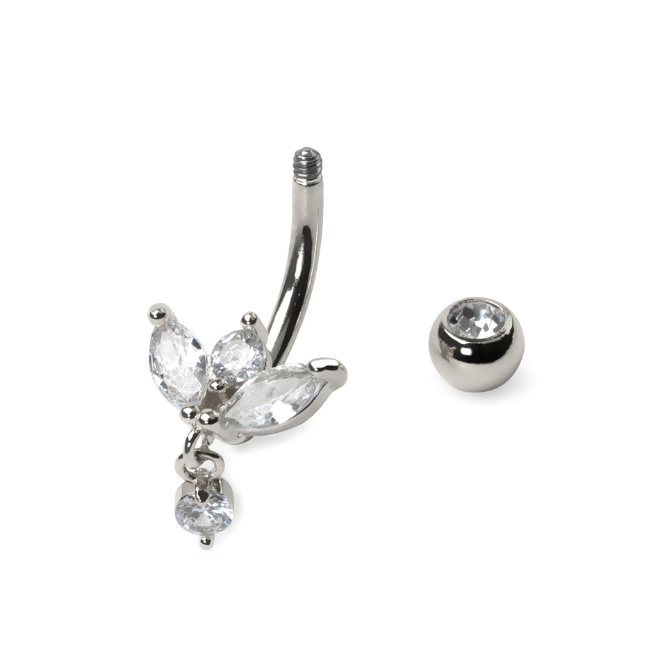 Piercing para el ombligo con piedras de corte marquise
