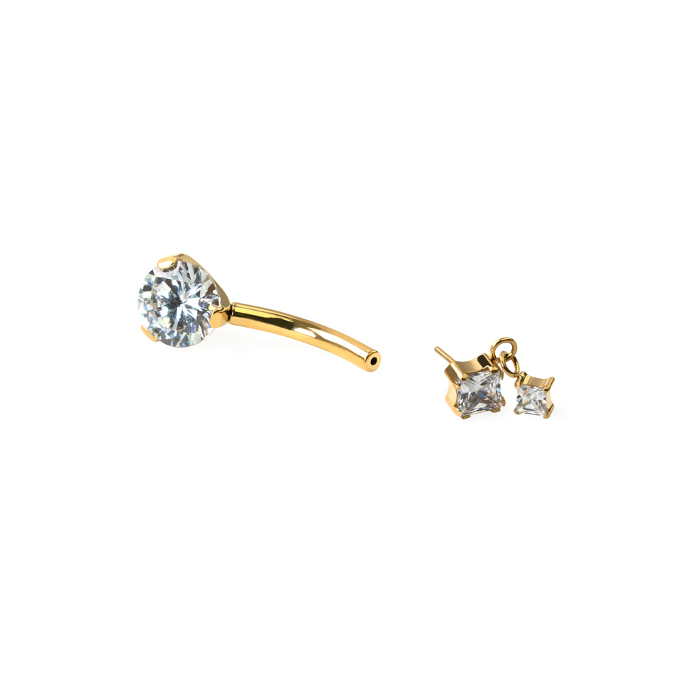 Piercing para el ombligo con colgante cuadrado