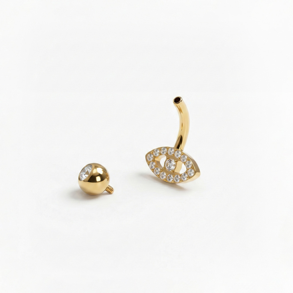 Barra para el ombligo con ojo turco de titanio