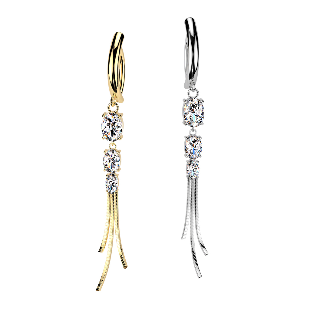 Clicker para el ombligo con piedras y cadenas