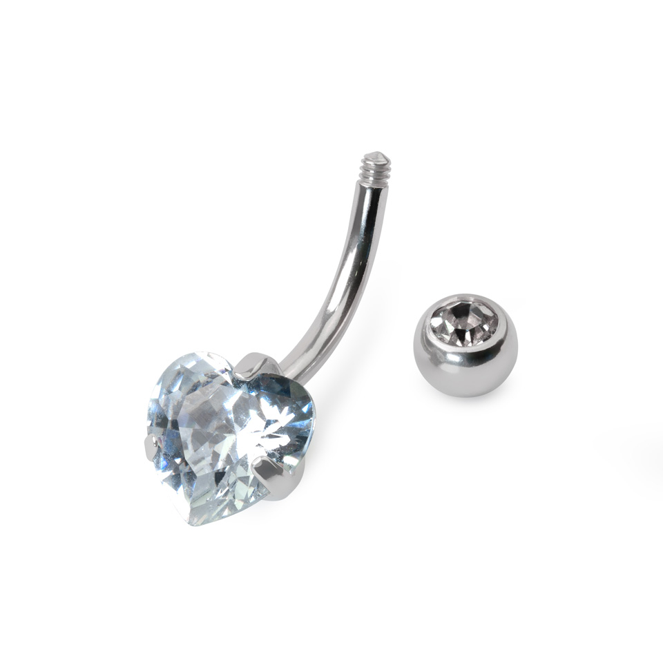 Piercing para el ombligo con brillante de corazón