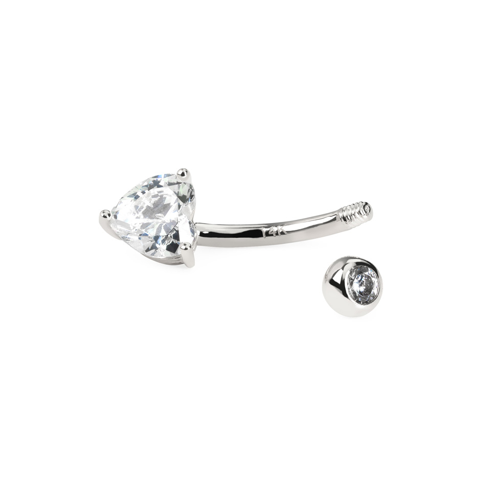 Piercing para el ombligo de oro de 14 quilates con brillante en forma de corazón