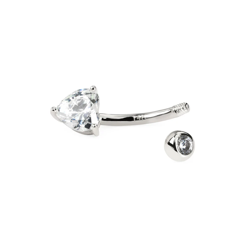 Piercing para el ombligo de oro de 14 quilates con brillante en forma de corazón
