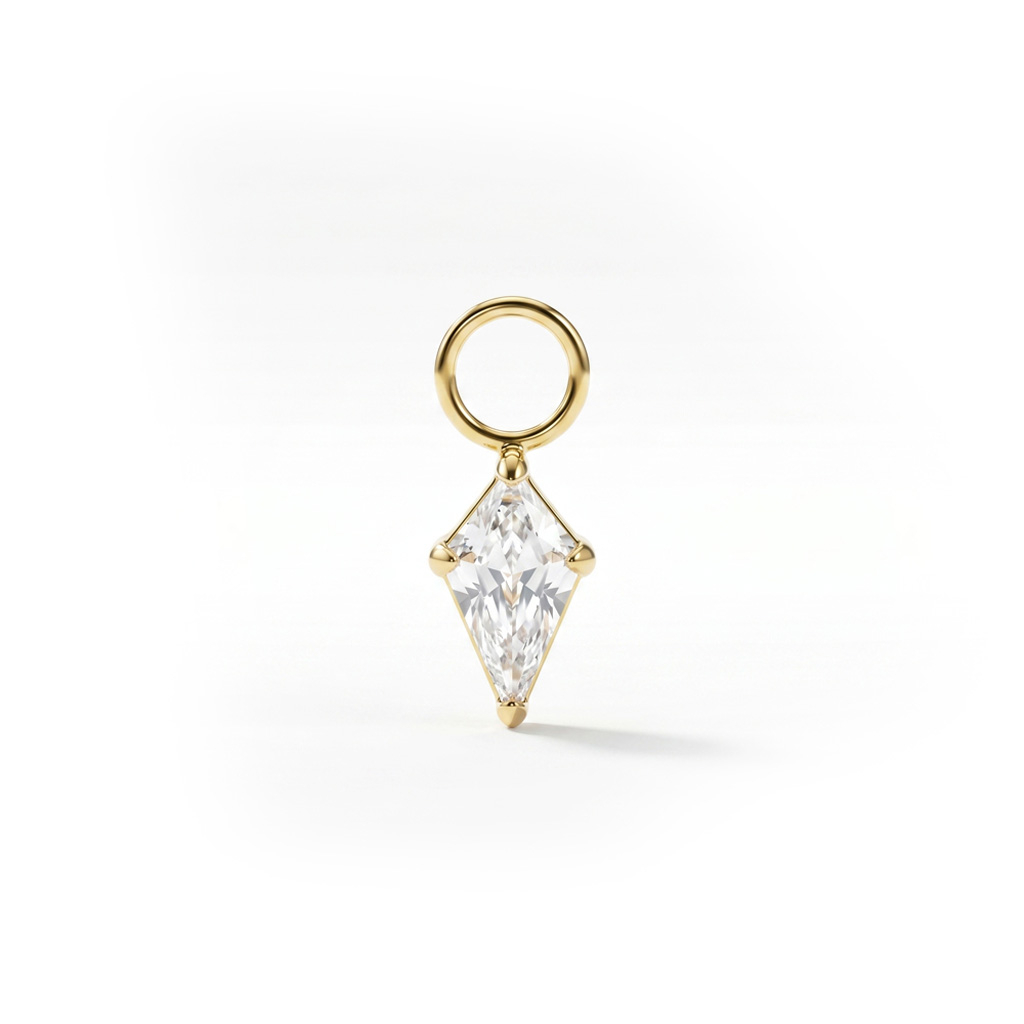 Colgante simple de titanio con piedra en forma de diamante