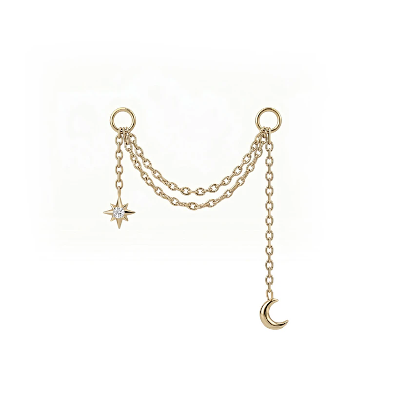 Cadena de conexión con luna y estrella de titanio