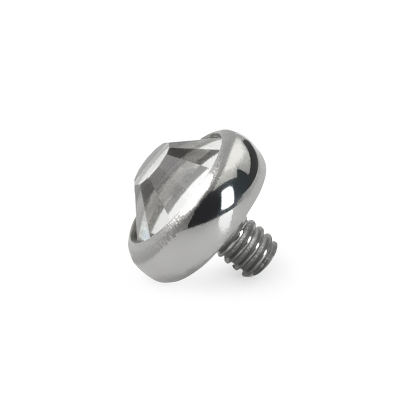 Joya superior de titanio con piedra circonita biselada