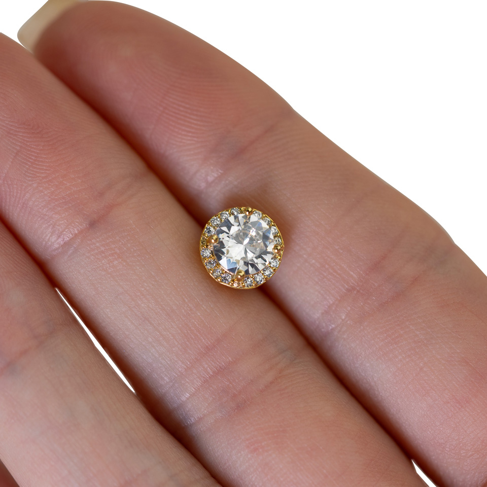 Joya microdermal circular con piedra facetada en varios colores