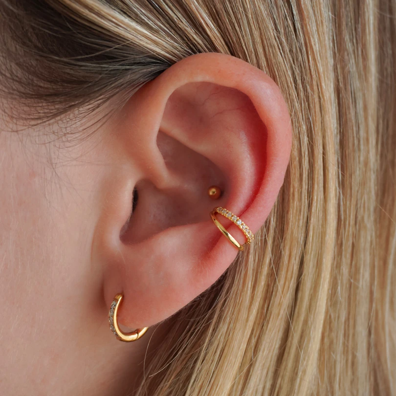 Doble ear cuff para la oreja con circonitas cúbicas