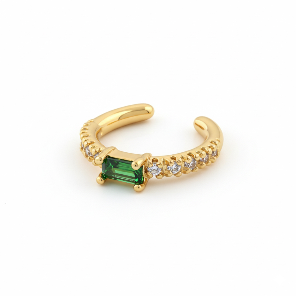 Ear cuff con piedra verde