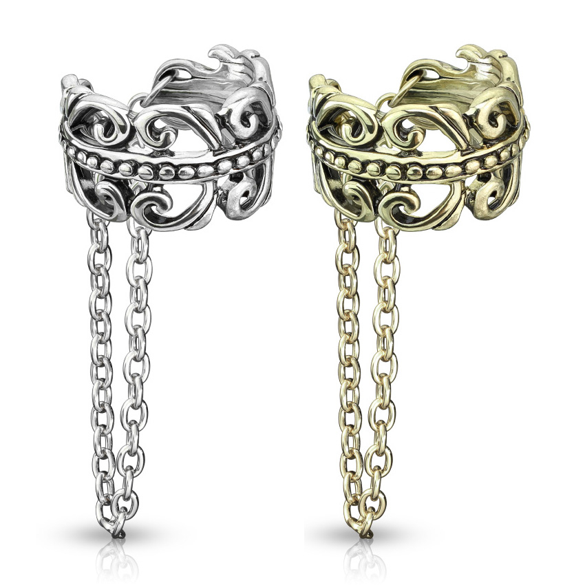 Ear cuff con corazón celta y cadena