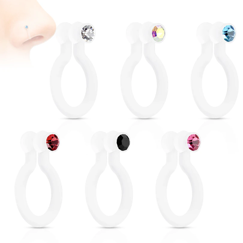 Fake piercing clip-on para la nariz con brillante