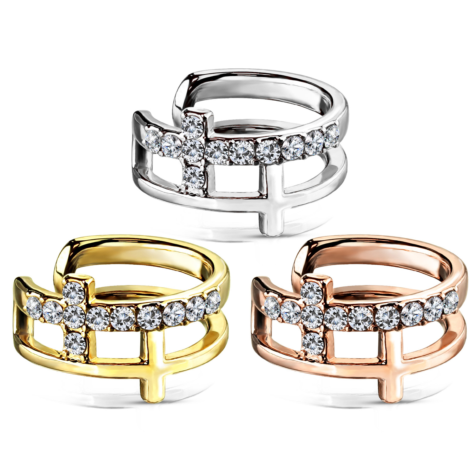 Ear cuff con doble cruz