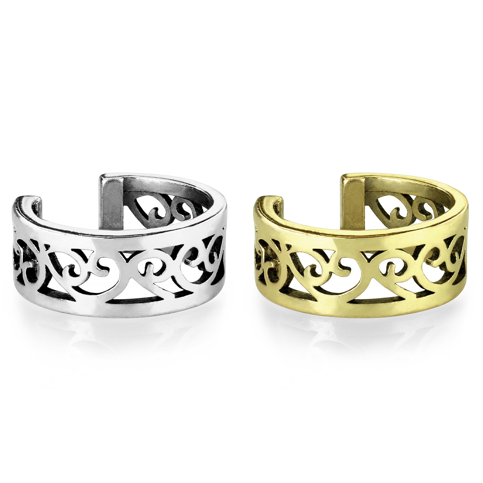 Ear cuff con calado de filigrana con corazones