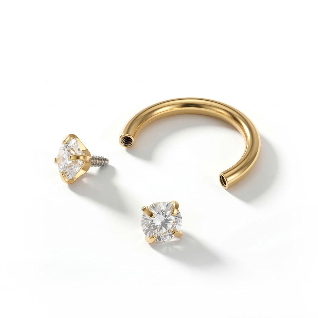 Herradura con rosca interior y brillantes redondos