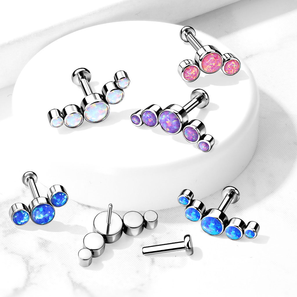Labret de titanio push-in con variedad de ópalos