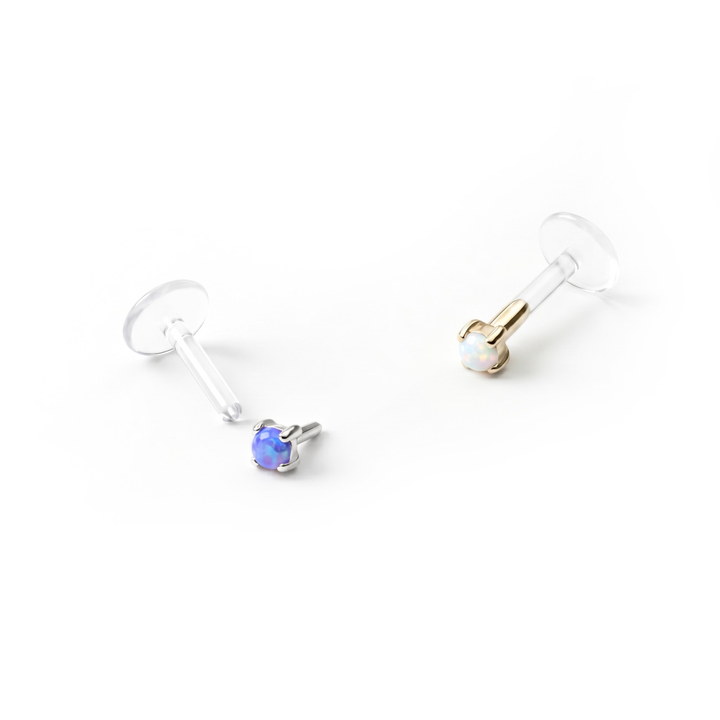 Labret de oro de 14 quilates con ópalo