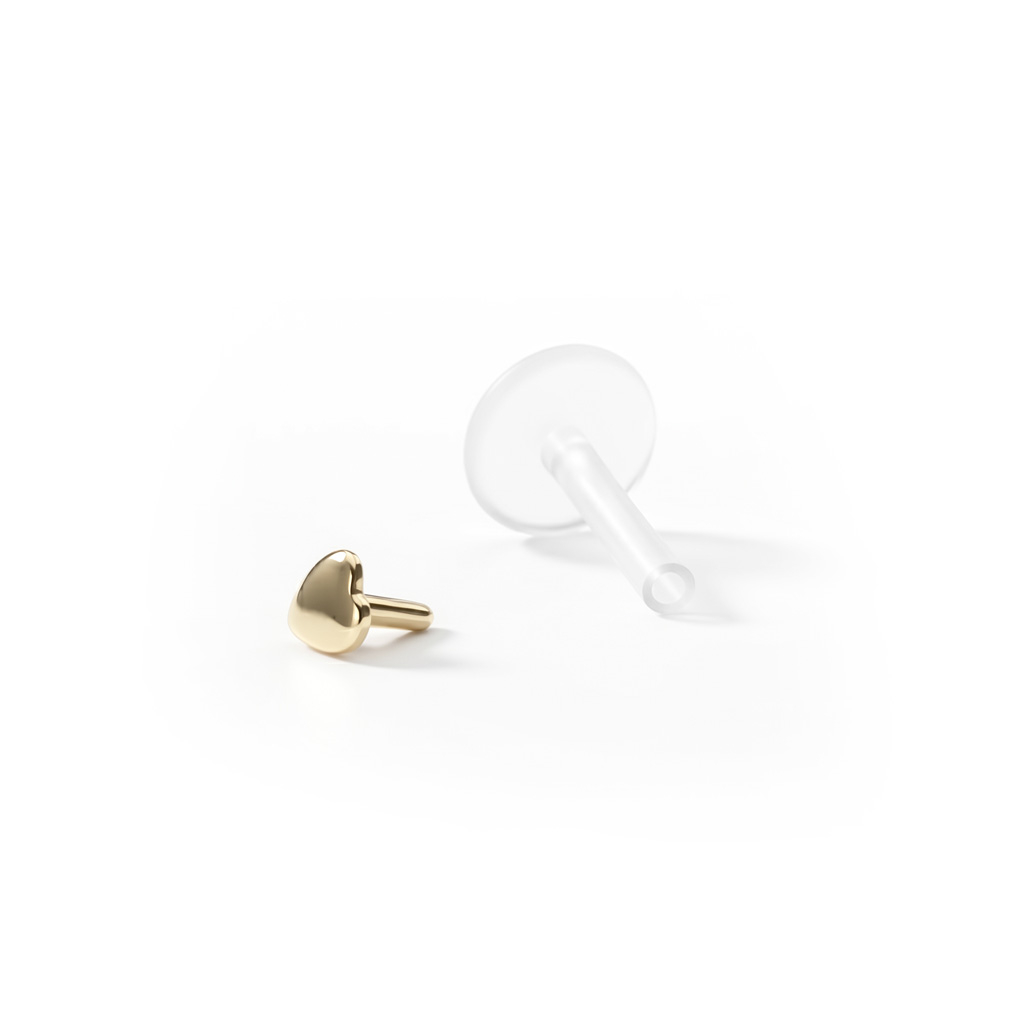 Labret con corazón de oro 14 quilates