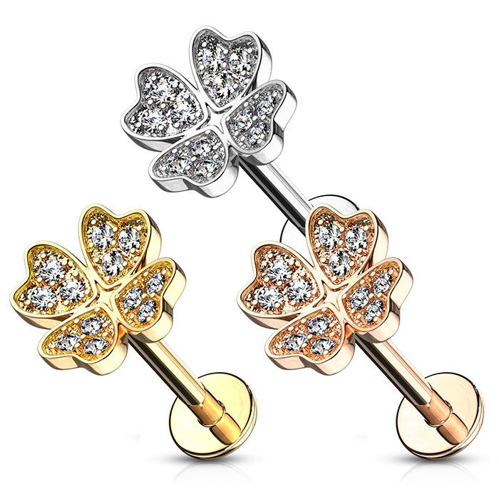 Labret con trébol empedrado y rosca interna