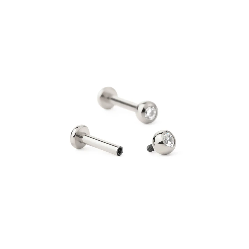 Labret de titanio con rosca interna y bola con brillante